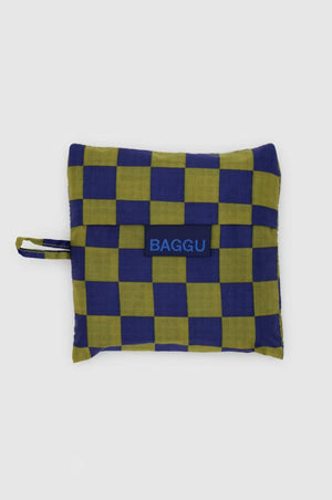PEAR NAVY CHECK BAGGU
