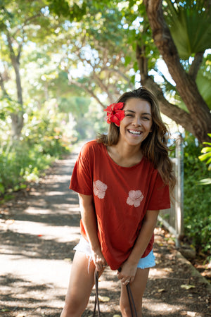 TEE LOVE YOUR WAHINES - OVERSIZED FIT - LEHUA RED