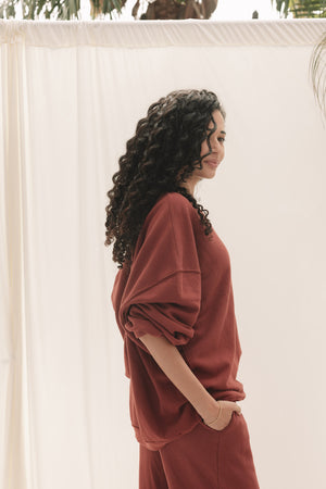 EVERYDAY OVERSIZED SWEATER - CRIMSON RED