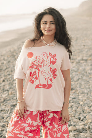 TEE FLAMINGO MOTHER - OVERSIZED FIT - BALLET PINK