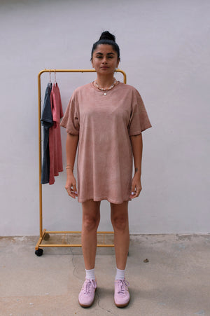 TEE SHIRT DRESS (PERFECTLY IMPERFECT) - SAND DUNE