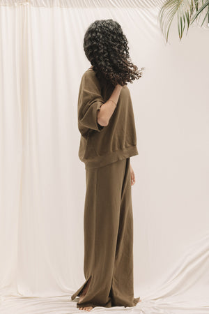 EVERYDAY WIDELEG SWEATPANT - AVOCADO