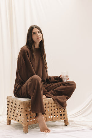 EVERYDAY WIDELEG SWEATPANT - CACAO