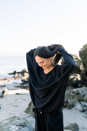 OVERSIZED BASIC SWEATER - LAVA BLACK