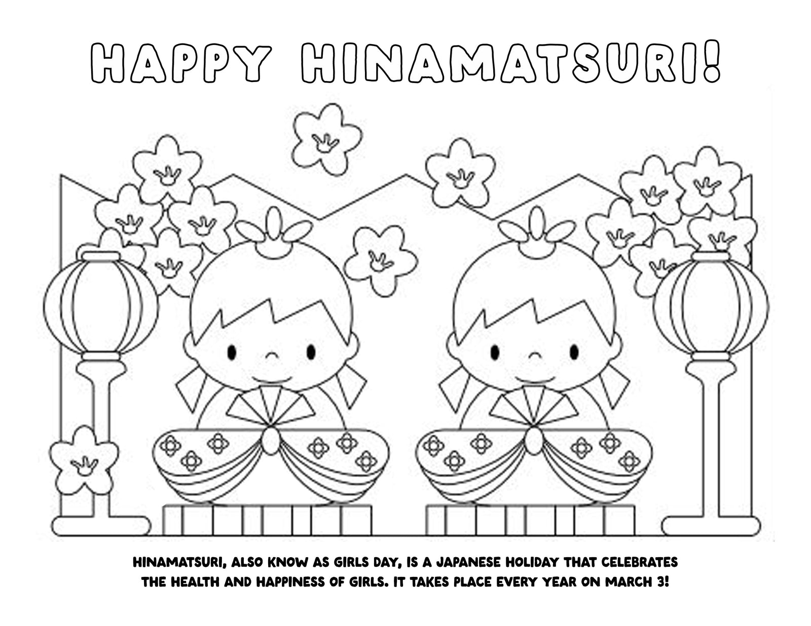 Hinamatsuri! FREE Girls Day Coloring Sheet