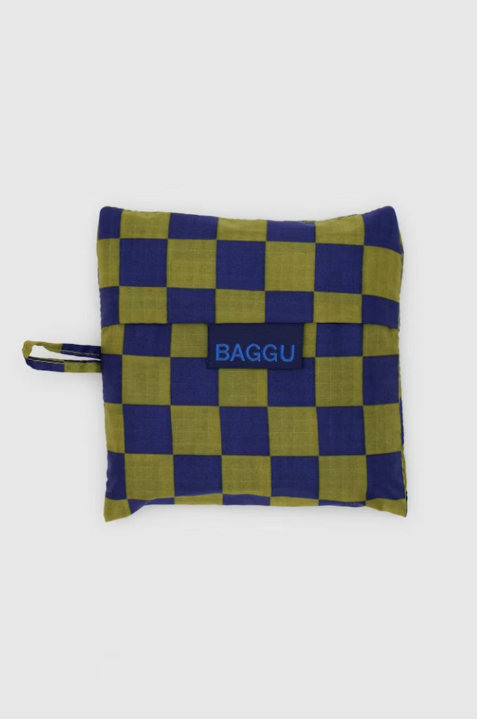 PEAR NAVY CHECK BAGGU