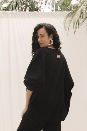 EVERYDAY OVERSIZED SWEATER - LAVA BLACK