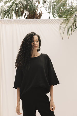 EVERYDAY OVERSIZED SHORT SLEEVE SWEATSHIRT - LAVA BLACK