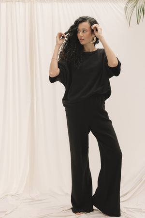 EVERYDAY WIDELEG SWEATPANT - LAVA BLACK