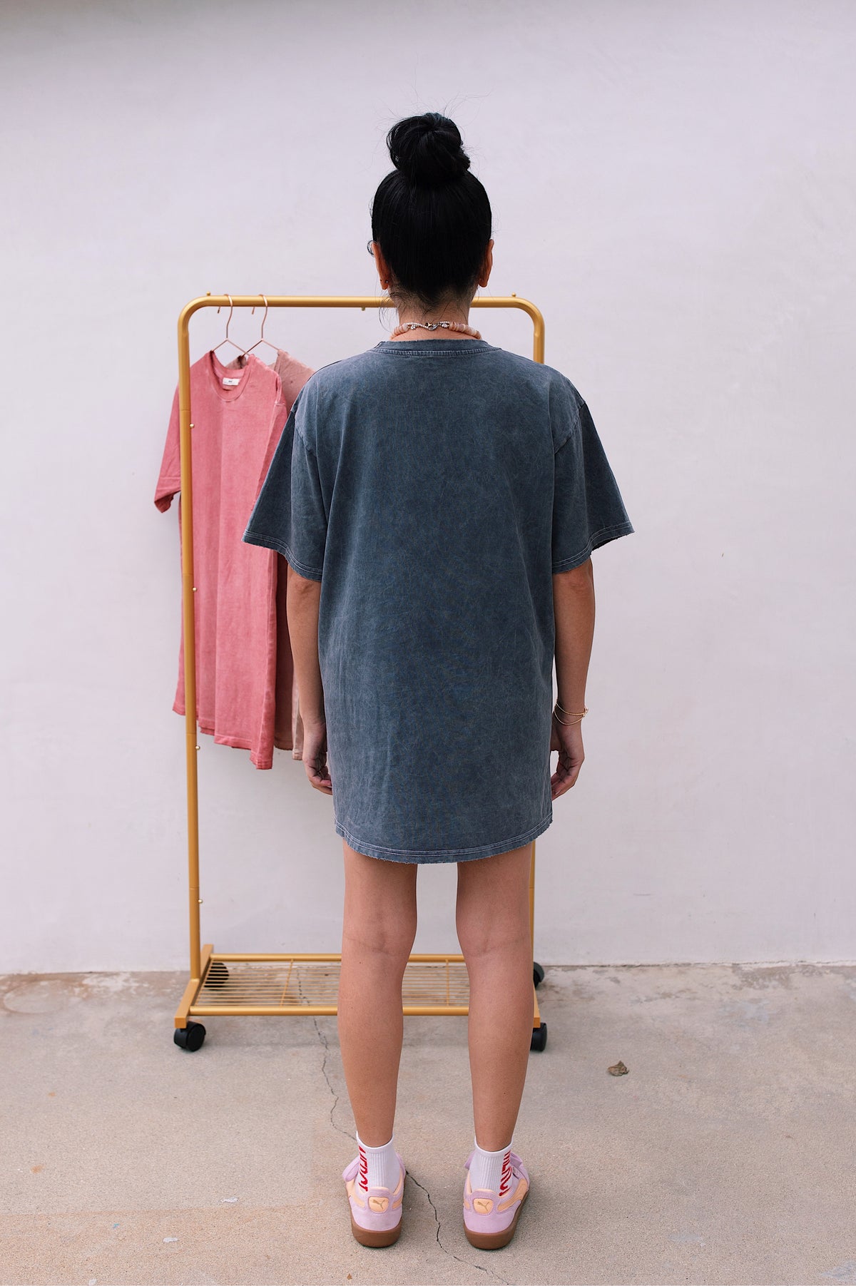 TEE SHIRT DRESS (PERFECTLY IMPERFECT) - STONE WASH GREY