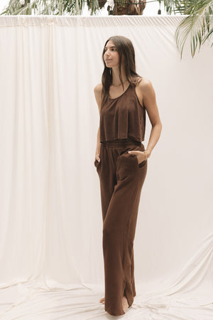 EVERYDAY WIDELEG SWEATPANT - CACAO