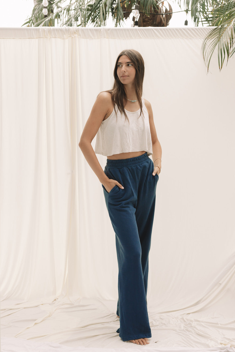 EVERYDAY WIDELEG SWEATPANT - INDIGO BLUE