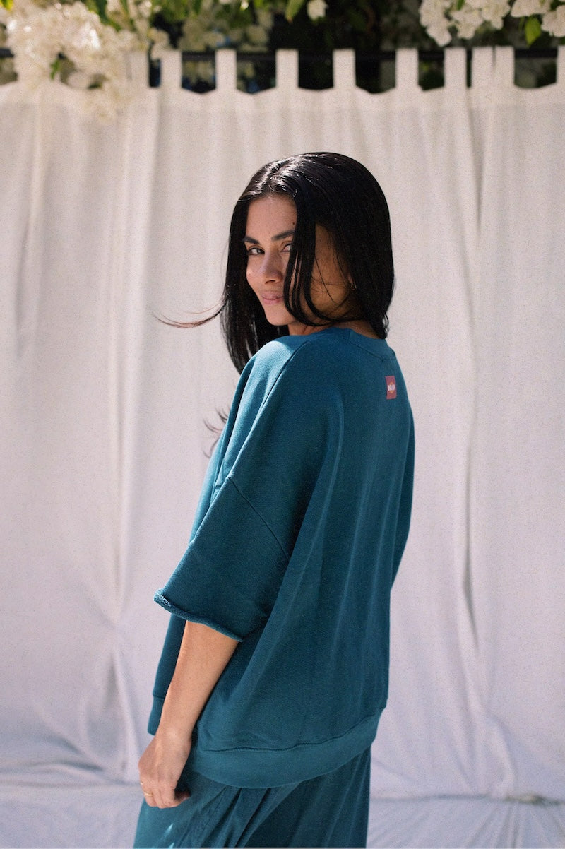 EVERYDAY OVERSIZED SHORT SLEEVE SWEATSHIRT - BLUE HAWAI'I