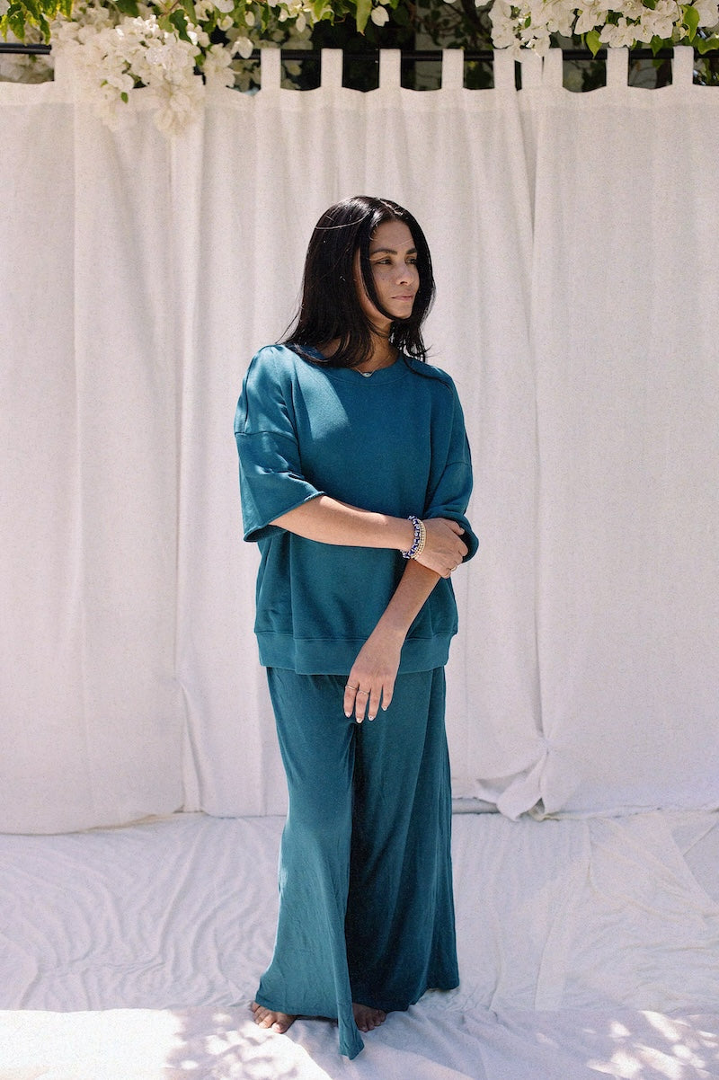 EVERYDAY OVERSIZED SHORT SLEEVE SWEATSHIRT - BLUE HAWAI'I