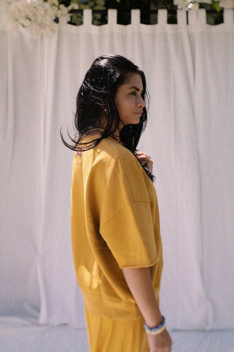 EVERYDAY OVERSIZED SHORT SLEEVE SWEATSHIRT - PINEAPPLE