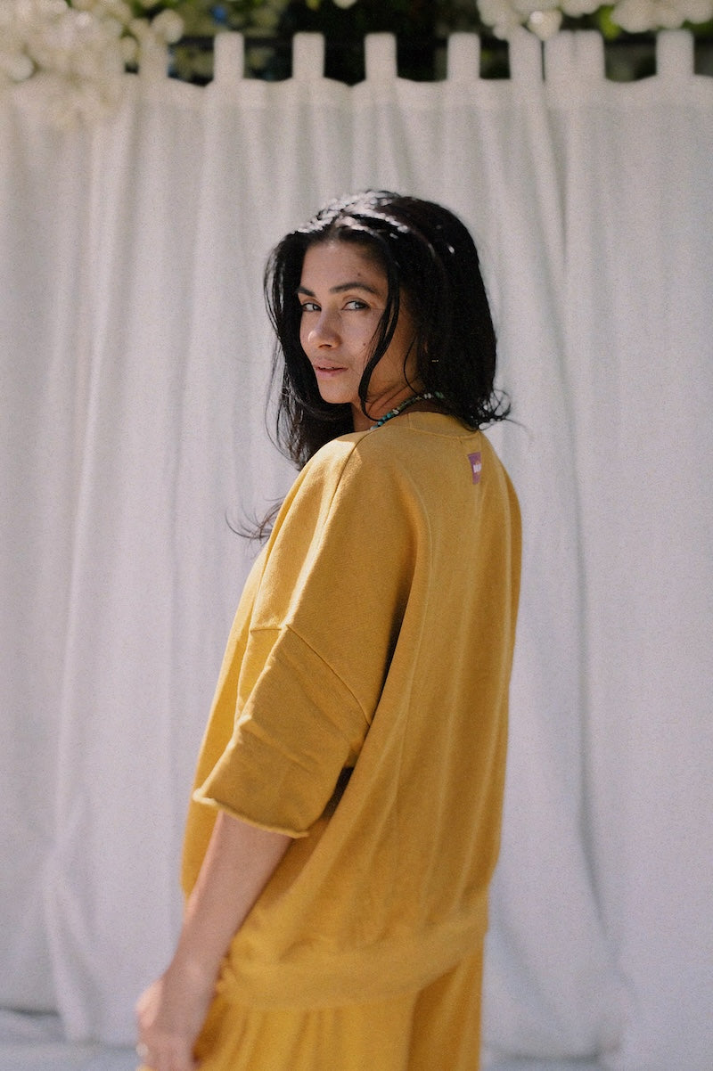 EVERYDAY OVERSIZED SHORT SLEEVE SWEATSHIRT - PINEAPPLE