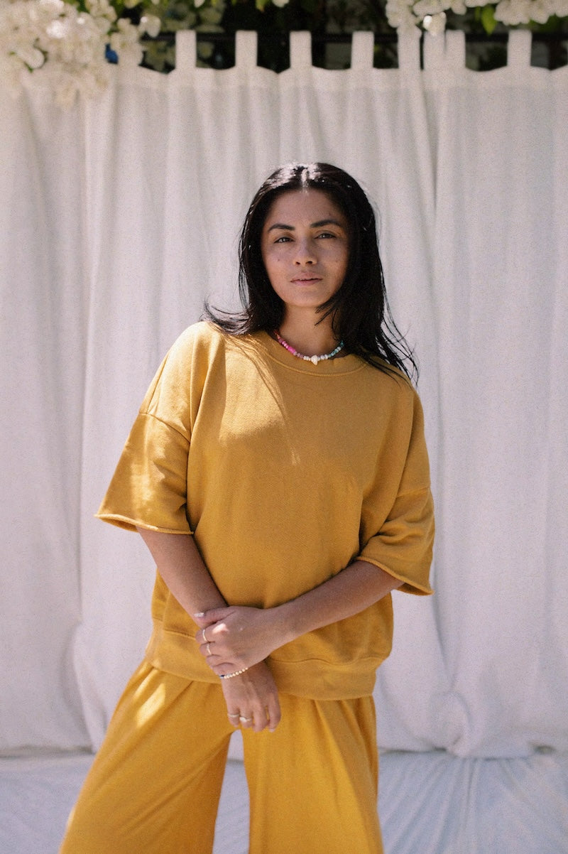 EVERYDAY OVERSIZED SHORT SLEEVE SWEATSHIRT - PINEAPPLE