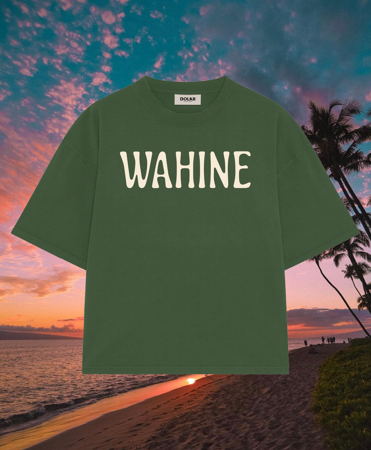 TEE WAHINE - BOXY CROPPED FIT - AVOCADO