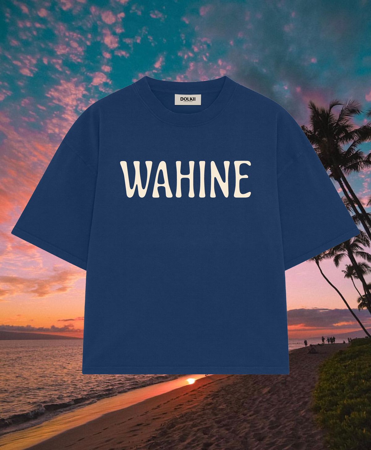 TEE WAHINE - BOXY CROPPED FIT - INDIGO BLUE
