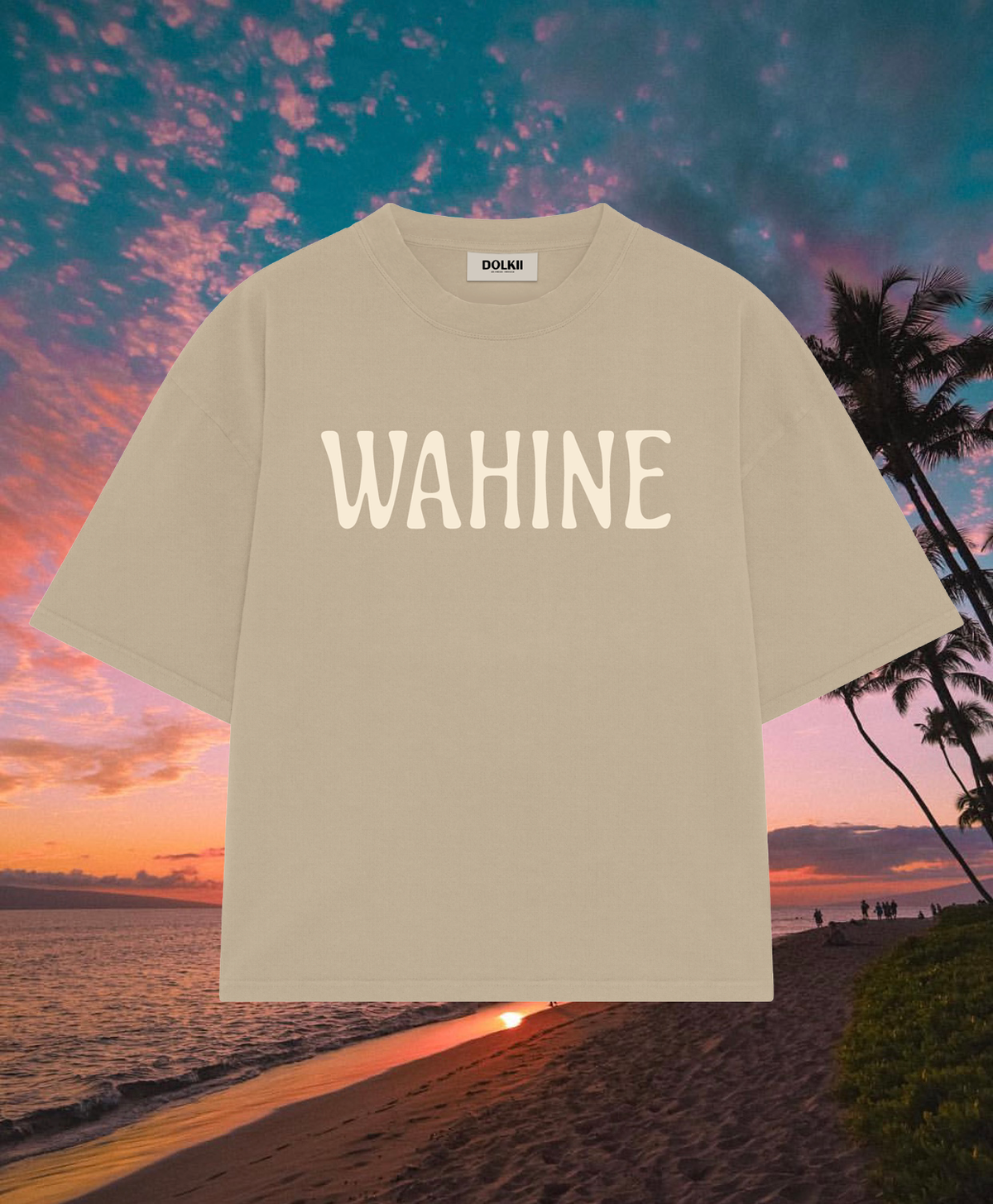 TEE WAHINE - BOXY CROPPED FIT - LATTE