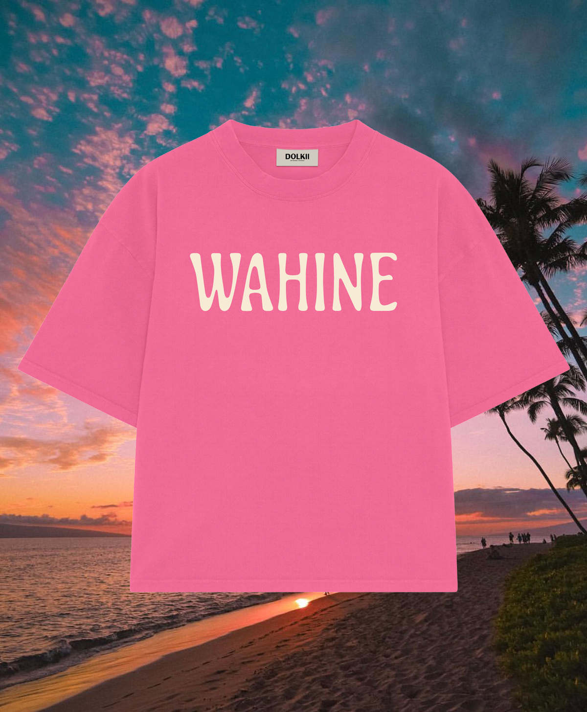 TEE WAHINE - BOXY CROPPED FIT - STRAWBERRY PINK