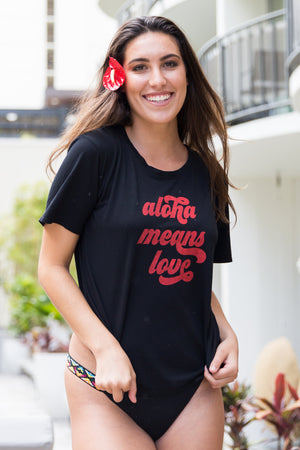 TEE ALOHA MEANS LOVE - LAVA BLACK