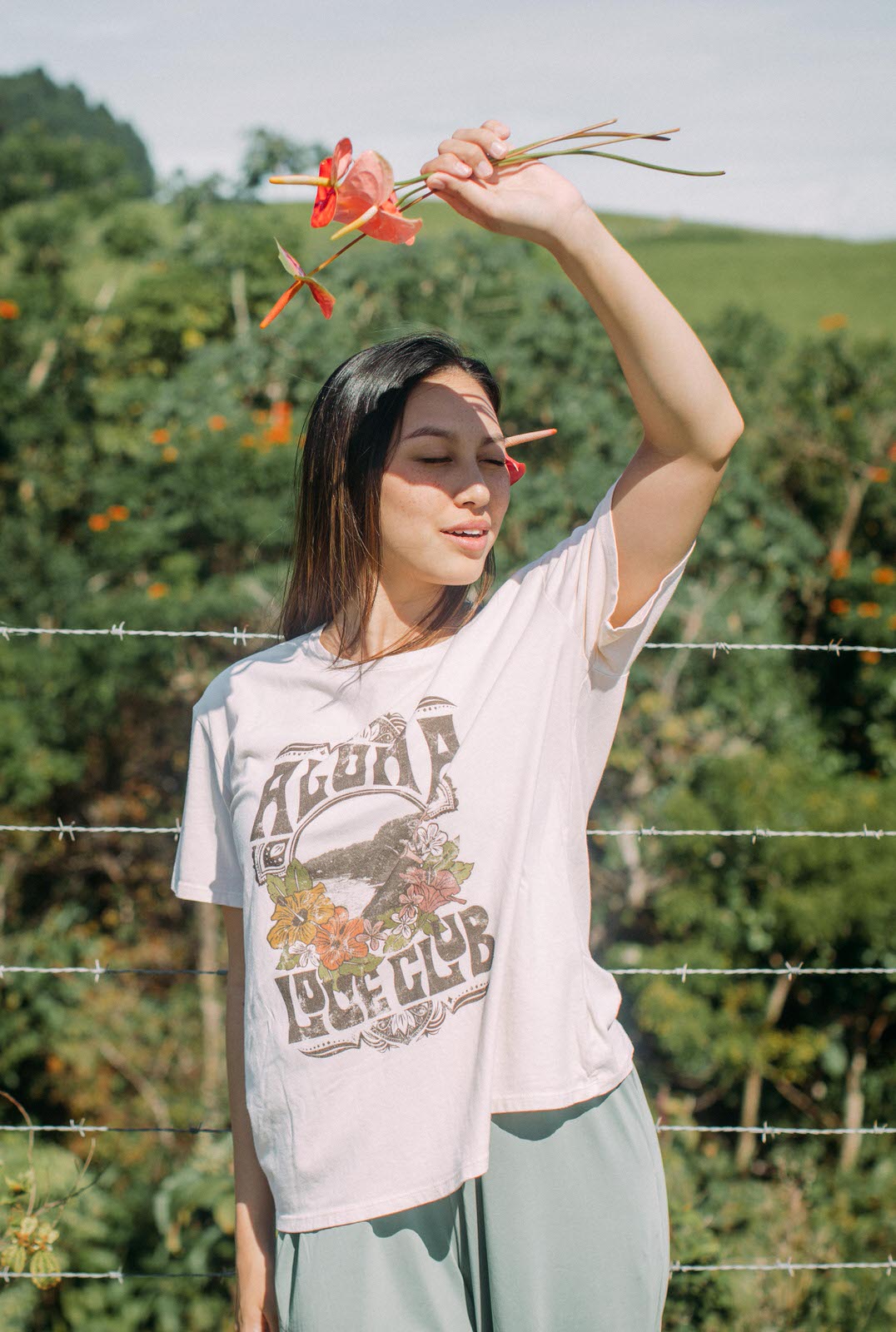 TEE VINTAGE ALOHA LOVE CLUB - OVERSIZED FIT - COCONUT