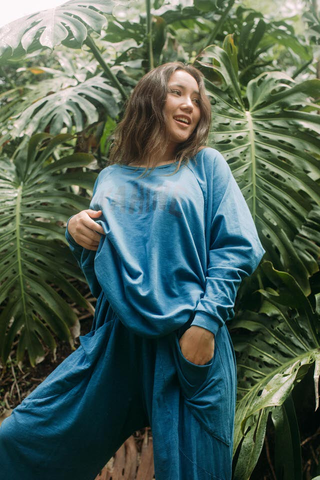 OVERSIZED SWEATER WAHINE - BLUE HAWAI&#39;I