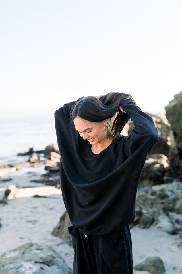 OVERSIZED BASIC SWEATER - LAVA BLACK
