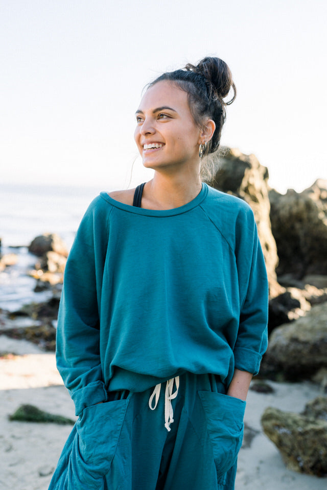 OVERSIZED BASIC SWEATER - BLUE HAWAI&#39;I