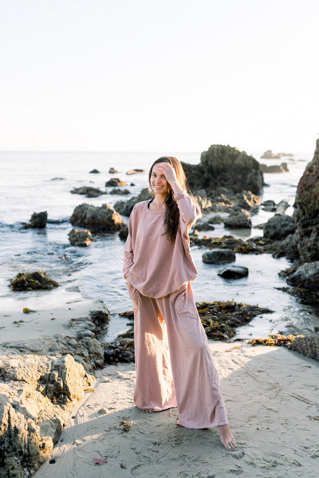 OVERSIZED BASIC SWEATER - ROSE CLOUD