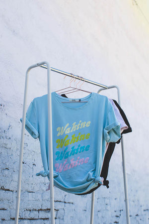 TEE RETRO WAHINE - OVERSIZED FIT - SEA GLASS BLUE