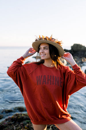 OVERSIZED SWEATER WAHINE - LEHUA RED