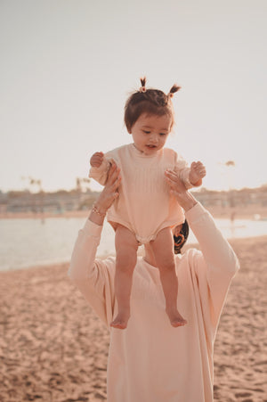 BABY EMBROIDERED 'MINI' SWEATER ONESIE - COCONUT