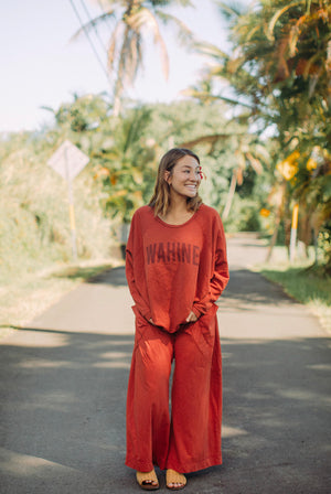 OVERSIZED SWEATER WAHINE - LEHUA RED