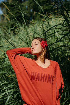 OVERSIZED SWEATER WAHINE - LEHUA RED