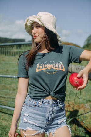 TEE BUY LOCAL OR BYE LOCAL - FADED BLACK